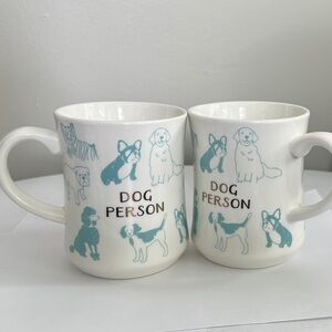 Opalhouse Dog Person Stoneware Mug Set - White and Blue
